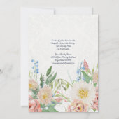 誕生日ティーダスティピンクエレガントフローラアートティーポット 招待状 (裏面)