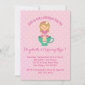 誕生日ティーパーティの招待状パルティー招待状ガール 招待状 (正面)