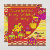 誕生日ティーパーティーカスタム誕生日招待状 招待状 (正面/裏面)