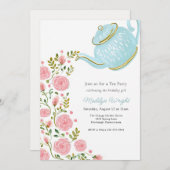 誕生日ティーパーティーシャワー 招待状 (正面/裏面)