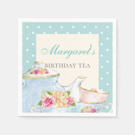 誕生日ティーパーティーパーソナライズされた水玉模様 スタンダードカクテルナプキン
