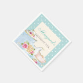 誕生日ティーパーティーパーソナライズされた水玉模様 スタンダードカクテルナプキン (角)