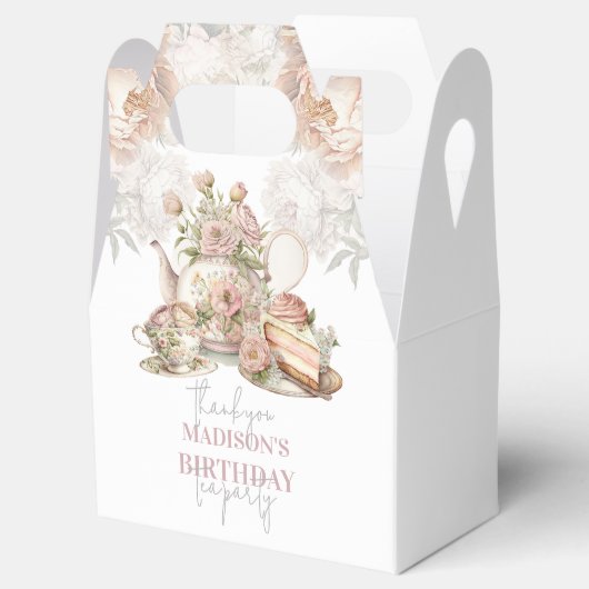 誕生日ティーパーティー美しいフローラ パーソナライズされた フェイバーボックス (オープン)