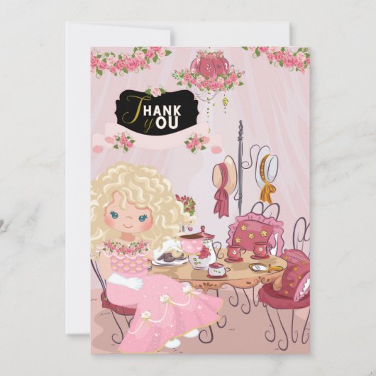 誕生日ティーパーティー1サンキューカード 招待状 (正面)