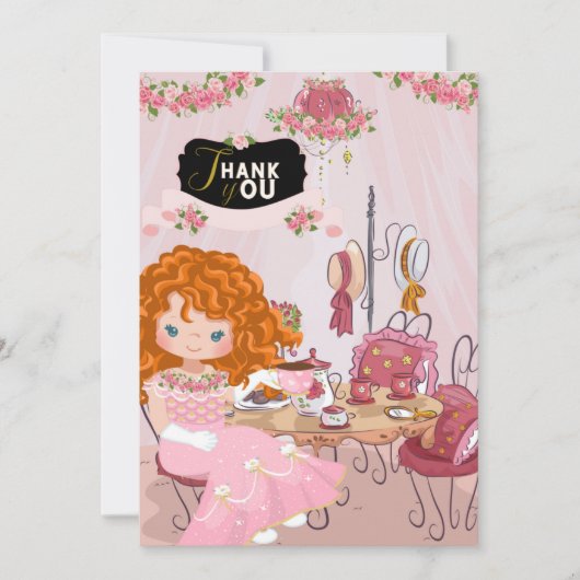 誕生日ティーパーティー3サンキューカード 招待状 (正面)