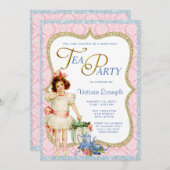 誕生日ティーパーティー 招待状 (正面/裏面)