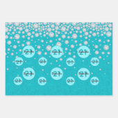 誕生日ティール（緑がかった色）グリッターグリーンモノグラム豪華 ラッピングペーパーシート (正面)