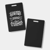 誕生日ティーヴィンテージ生まれレジェンド2002年 バッジ (正面＆裏面)
