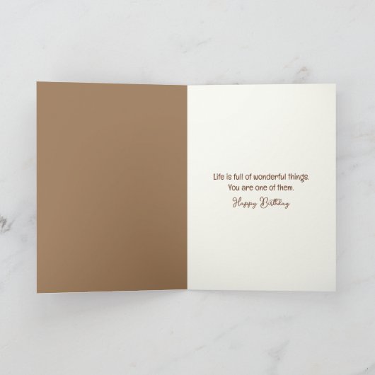 誕生日テディベアとワイルドフラワーブーケ カード (内部)