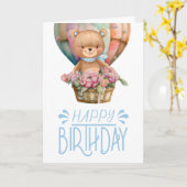 誕生日テディベアバルーンカード カード (黄色い花)