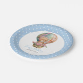 誕生日テディベアバルーンポークドット ペーパープレート (アングル)