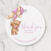 誕生日テディベアピンクありがとうメッセージカード フェイバータグ (正面)