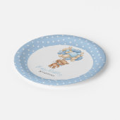 誕生日テディベアボーイブルーバルーンポケドット ペーパープレート (アングル)