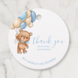 誕生日テディベアーブルーサンキューメッセージカード フェイバータグ