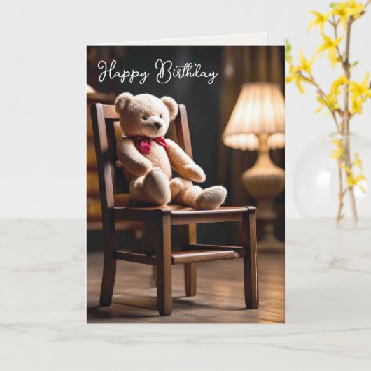 誕生日テディベア カード (黄色い花)