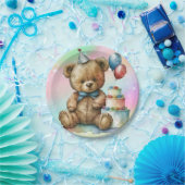 誕生日テディベア ペーパープレート (パーティー)