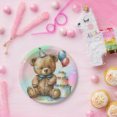 誕生日テディベア ペーパープレート (パーティー)