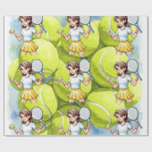 誕生日テニスエースガールお祝い ラッピングペーパー (フラット)