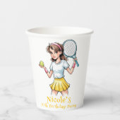 誕生日テニスエースガールお祝い 紙コップ (正面)