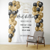 誕生日テンプレート ブラック ゴールド  - 透過 タペストリー (インサイチュ)