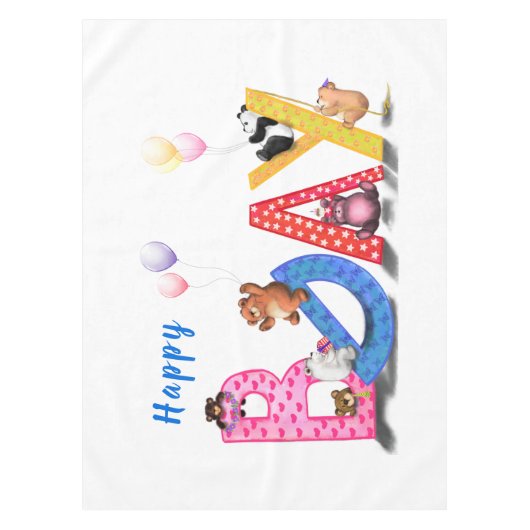 誕生日テーブルクロスとベビーベアパーティー テーブルクロス (正面)