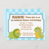 誕生日テーマ-かわいい恐竜 招待状 (正面/裏面)