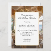 誕生日ディナエレガントーパーティー金ゴールドホワイトダイニング 招待状 (裏面)