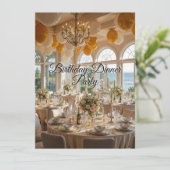誕生日ディナエレガントーパーティー金ゴールドホワイトダイニング 招待状 (スタンド正面)