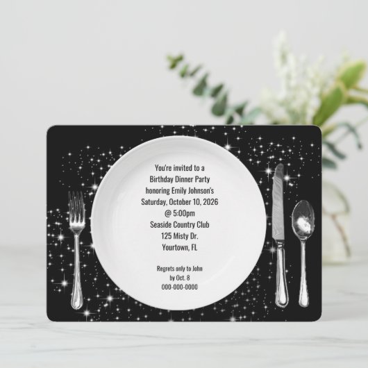 誕生日ディナーパーティーオンスターズ招待状 招待状 (スタンド正面)