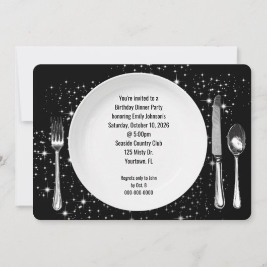 誕生日ディナーパーティーオンスターズ招待状 招待状 (正面)