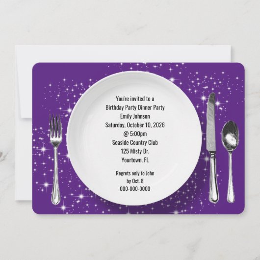 誕生日ディナーパーティーオンスターズ招待状 招待状 (正面)