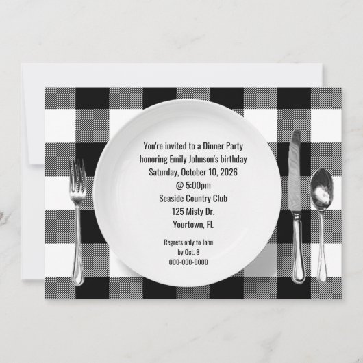 誕生日ディナーパーティーバッファロープレイド 招待状 (正面)