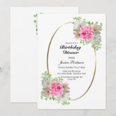 誕生日ディナーピンクゴールドパーティー 招待状 (正面/裏面)