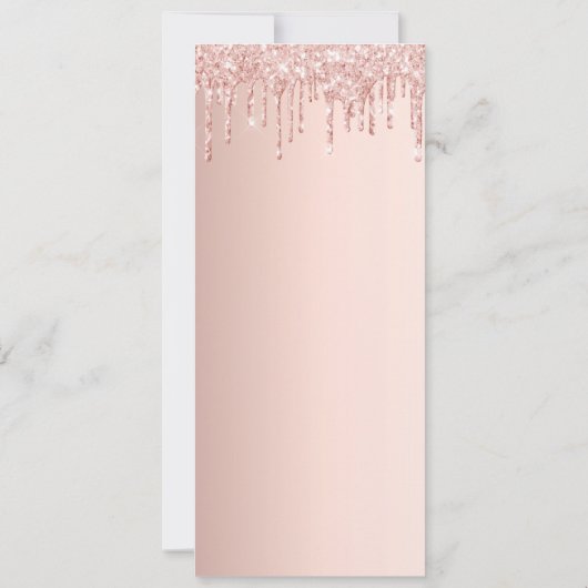 誕生日ディナーメニューバラ金ゴールドグリッターカード 招待状 (裏面)