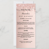 誕生日ディナーメニューバラ金ゴールドグリッターカード 招待状 (正面)