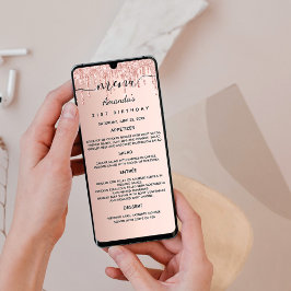 誕生日ディナーメニューバラ金ゴールドグリッターカード 招待状