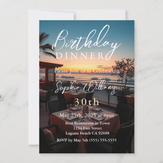 誕生日ディナー 招待状 (正面)