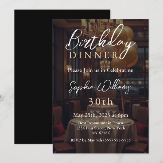 誕生日ディナー 招待状 (正面/裏面)