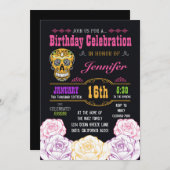 誕生日デイオブザデッドシュガースカル招待状 招待状 (正面/裏面)