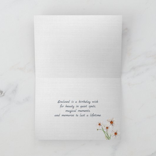 誕生日デイジーの写真フレームのクロースライン カード (内部)