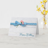 誕生日デイジーイン水玉模様リボン カード (黄色い花)