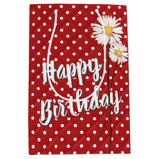 誕生日デイジーオン水玉模様中抱き枕 ミディアムペーパーバッグ (正面)