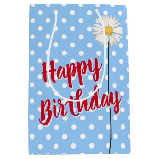 誕生日デイジーオン水玉模様中抱き枕 ミディアムペーパーバッグ (正面)