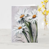 誕生日デイジーオンGrayテクスチャ カード (黄色い花)