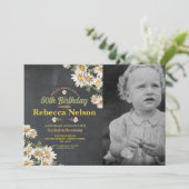 誕生日デイジーパーティー招待状フォトフローラチョーク 招待状 (スタンド正面)