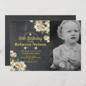 誕生日デイジーパーティー招待状フォトフローラチョーク 招待状 (正面/裏面)