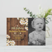 誕生日デイジーパーティー招待状フローラウッドフォト 招待状 (スタンド正面)