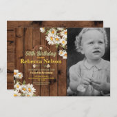 誕生日デイジーパーティー招待状フローラウッドフォト 招待状 (正面/裏面)