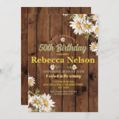 誕生日デイジーパーティー招待状anyエイジフローラウッド 招待状 (正面/裏面)