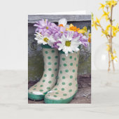 誕生日デイジーブーケのブーツ カード (黄色い花)